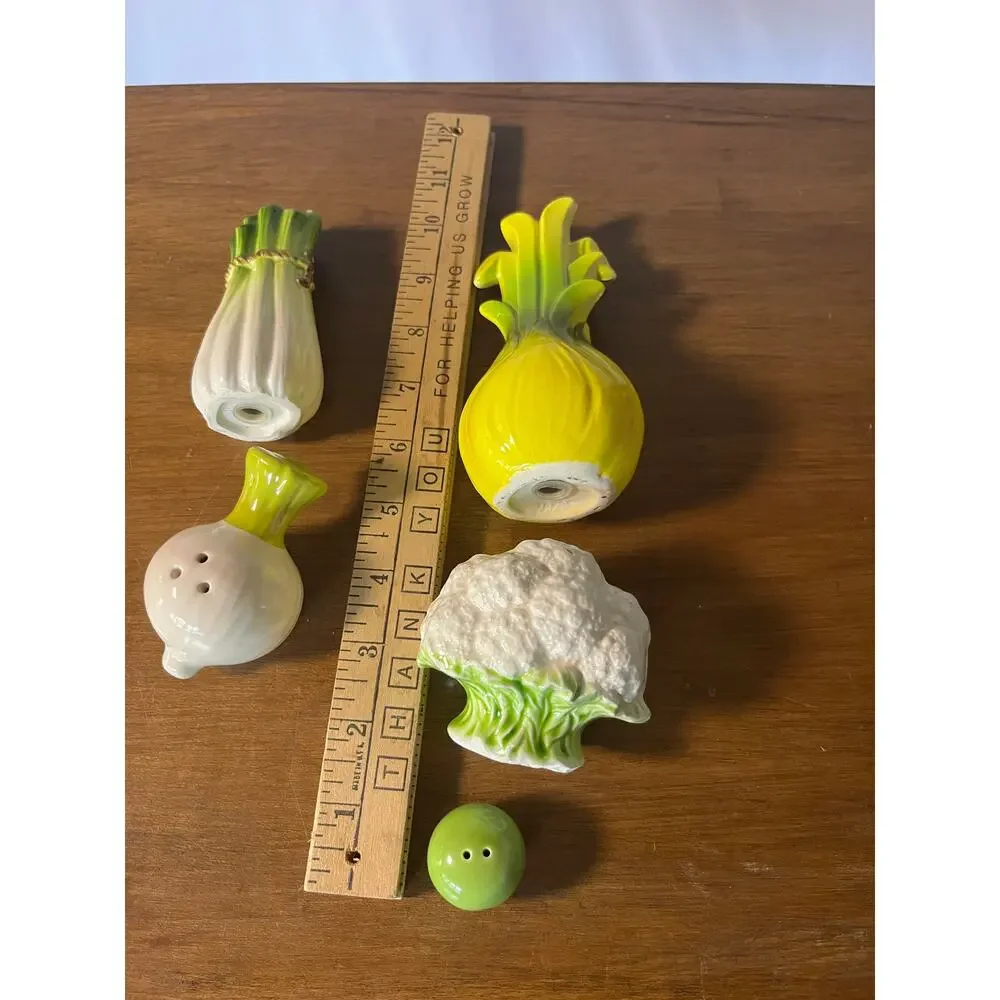 Vintage Figural Vegetable Salt & Pepper Shakers Ceramic Anthropomorphic Lot